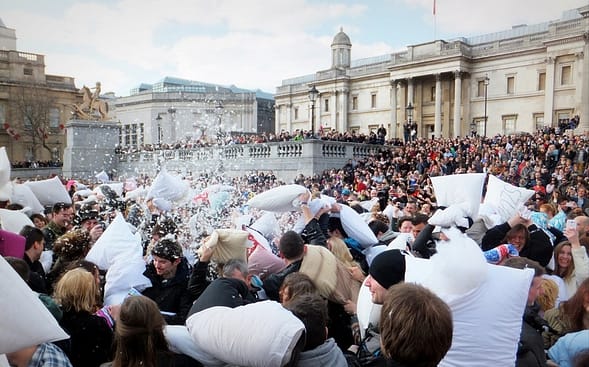 World Pillow Fight Day London Trafalger Square